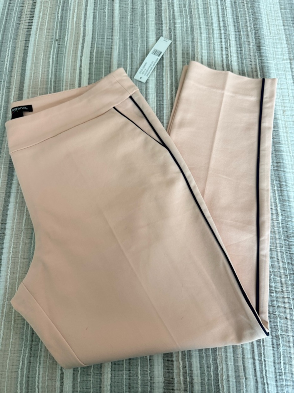 Blush Pink Slim Tuxedo Stripe Pants
